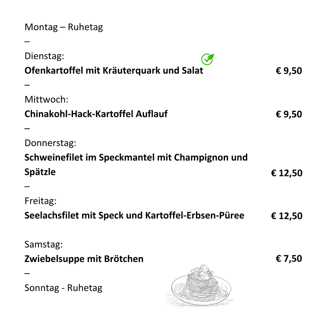 Unser Mittagstisch vom 16. bis 20. Dezember 25.