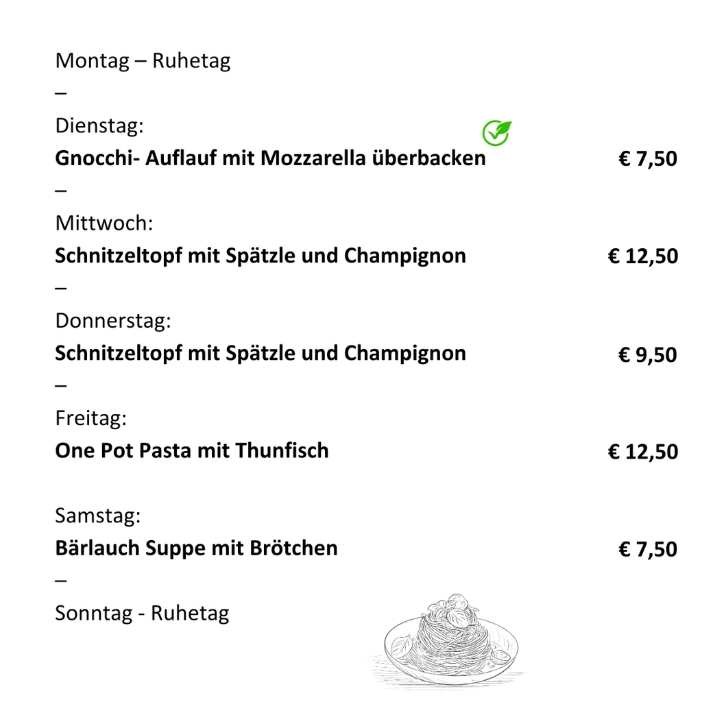 Mittagstisch vom 25. bis 29. November