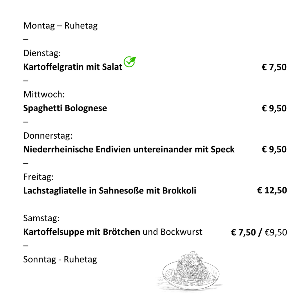 Mittagstisch gültig vom 06. bis 10. Januar 2026